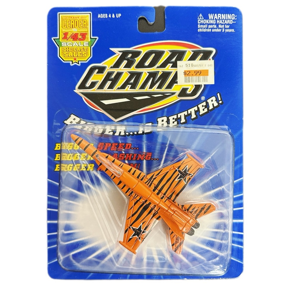 Vintage Road Champs F-18 ORANGE TIGER PLANE 1:43 SCALE DIE-CAST METAL 1999 New!